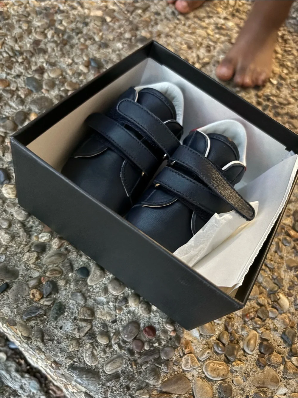 Gucci Baby Black Sneakers with Red Heel Accent